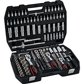 NOW Steckschlüsselsatz 171-tlg, 1/4+3/8+1/2 Zoll, SW 4-32 mm, CV-Stahl, Umschaltknarre 72 Zähne, Kunststoffkoffer