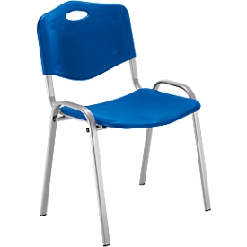 Nowy Styl Besucherstuhl ISO 4L, H 470 mm x B 460 mm x T 410 mm, Kunststoff, mit Stahlgestell, Antikratzfüße, stapelbar, aluminium-blau