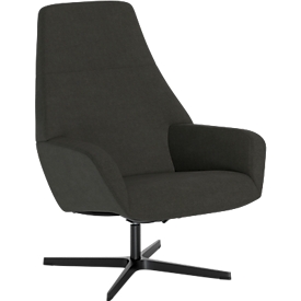 Nowy Styl Drehsessel Barrique, mit Armlehnen, B 540 x T 515 x H 410 mm, Polyesterbezug/Aluminium, dunkelgrau/schwarz