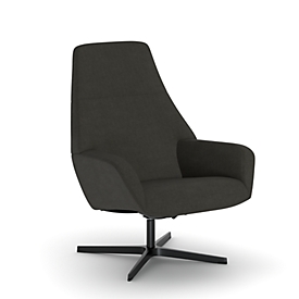 Nowy Styl Drehsessel Barrique, mit Armlehnen, B 540 x T 515 x H 410 mm, Polyesterbezug/Aluminium, dunkelgrau/schwarz