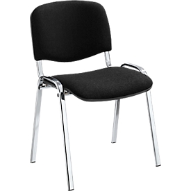 Nowy Styl Stapelstuhl ISO Basic, ohne Armlehnen, 4-Fußgestell, Stoffbezug, stapelbar bis 12 Stück, Bezug schwarz, Gestell verchromt