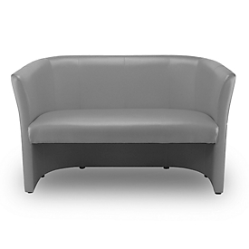 Nowy Styl Zweisitzer-Sofa CLUB DUO, Kunstleder, voll gepolstert, Sitzhöhe 455 mm, grau