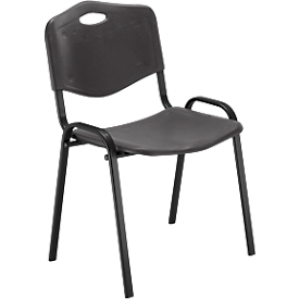 NowyStyl bezoekersstoel, H 470 mm x B 460 mm x D 410 mm, kunststof, met stalen frame, anti-kras voetjes, stapelbaar, zwart-antraciet