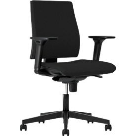 NowyStyl chaise de bureau INTRATA, mécanisme synchrone, avec accoudoirs, siège multicouche avec genouillère, jusqu'à 110 kg, plastique, noir