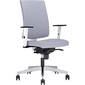 NowyStyl chaise de bureau Navigo, avec accoudoirs, mécanisme synchrone, siège multicouche, gris clair/blanc/argenté