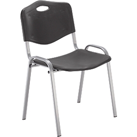 NowyStyl chaise visiteur, H 470 mm x L 460 mm x P 410 mm, plastique, avec piétement acier, pieds anti-rayures, empilable, alu-anthracite