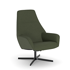 NowyStyl Drehsessel Barrique, mit Armlehnen, Rückenlehne neigungsverstellbar, B 540 x T 515 x H 410 mm, Polyesterbezug/Aluminium, forest dunkelgrün/schwarz