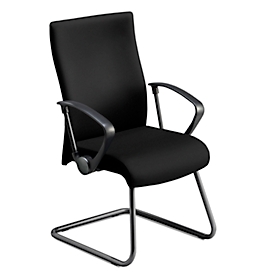 NowyStyl Neo cantilever chair, ergonomic, with armrests, seat and backrest upholstery, steel/upholstery, W 510 x D 440 x H 440 mm, black-black