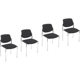 NowyStyl stapelstoel STYL, zonder armleuningen, stapelbaar tot 6 stuks, tot 110 kg, bekleding in lederlook, fango grijs, 4 stuks