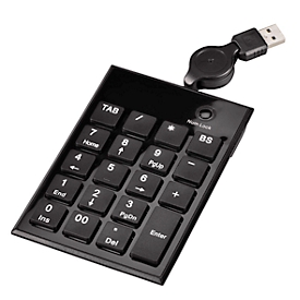 Nummernblock Tastatur hama Slimline Keypad SK140, kabelgebunden, USB-A, B 86 x T 9 x H 130 mm, schwarz