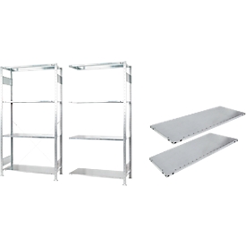 Oferta completa estantería básica + estantería complementaria, incl. 10 estantes MULTIplus150, H 2000 x W 2000 x D 500 mm, acero, galvanizado