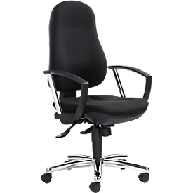 Office chair Topstar POINT DELUXE, with armrests, synchronised mechanism, ergonomic seat, black/chrome silver
