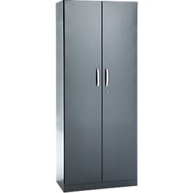Office cupboard, 5 OH, lockable, with overlay doors, W 800 mm, basalt gray