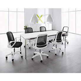 Offre avantageuse:  table de réunion l. 2000 x P 800 mm, blanc et 6 sièges de conférence, blanc
