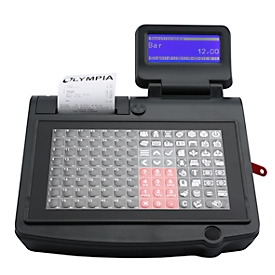 Olympia CM 985 kassa, voor gastronomie, 40 gebruikers, 5 jaar TSE-licentie, vlak toetsenbord, thermische printer, USB/LAN/RS232/RJ11, afsluitbaar