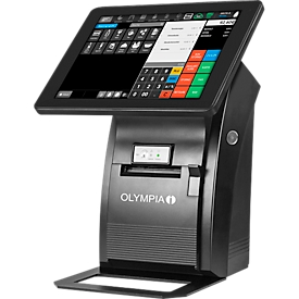 Olympia T210 kassa, Android 11, 50 gebruikers, 10″ display, USB-A/LAN/kassaladepoort, thermisch afdrukken, zonder lade, zwart