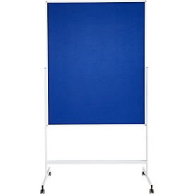 Omkeerbaar presentatiebord SH MT 121 – verplaatsbaar – aluminium, metaal en vilt – B 1200 x H 1500 mm – blauw en wit – ons merk Schäfer Shop Select