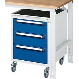 Onderbouw verrijdbaar ladeblok, schuiflade 2 x 150 mm + 1 x 180 mm