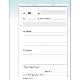 Oneco Quittungen, A6, hellblau/weiss, 5 Blocks