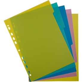 Onglets Exacompta Forever Young, format A4, vierges, perforés, onglets imprimables &amp; inscriptibles, plastique recyclé, coloris assortis, 5 pièces