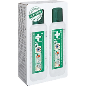 Oogdouchefles Cederroth, 2 x 500 ml, geïntegreerde oogschelp, stofkap, houdbaarheid 4,5 jaar