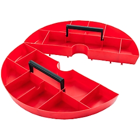 Opbergbak Toolbox, kunststof, 2-delig, rood, Ø 420 x H 50 mm