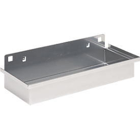 Opbergbak voor FS pleisterkasten, plaatstaal, blank aluminium RAL 9006, B 135 x D 320 x H 55 mm