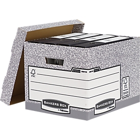Opbergdozen BANKERS BOX - FSC gerecycled karton - B 335 x D 404 x H 292 mm - wit - grijs - 10 stuks