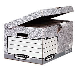 Opbergdozen BANKERS BOX - FSC gerecycled karton - B 545 x D 378 x H 293 mm - wit - grijs - 10 stuks