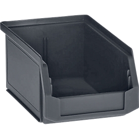 Open fronted storage bin LF 211, ESD conductive, black, external dimensions L 168 x W 103 x H 76 mm, contents 0.9 L