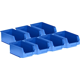 Open fronted storage bins SSI Schäfer PROFI LF 321 series, polypropylene, 7.5 l, blue, 7 pieces
