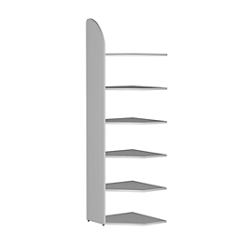 Open kast Dante®, open hoekkast bouwdeel, H 2250 x B 600 mm, zonder achterwand, lichtgrijs