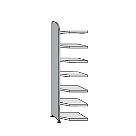 Open kast Dante®, open hoekkast bouwdeel, H 2600 x B 600 mm, zonder achterwand, lichtgrijs