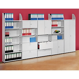 Open kast Dante®, stellingsectie, H 2250 x B 800 mm, achterwand, lichtgrijs