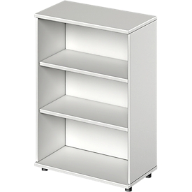 Open kast TETRIS WOOD - B 800 x D 421 x H 1160 mm - 3 OH - met glijders - lichtgrijs - ons merk Schäfer Shop Genius