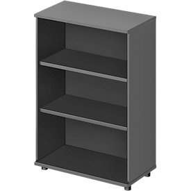 Open opzetkast TETRIS WOOD - B 800 x D 421 x H 1160 mm - 3 OH - met glijders - grafiet - ons merk Schäfer Shop Genius