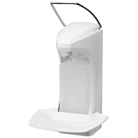 Ophardt Seifenspender RX 5 M, Wandmontage, 500 ml, nachfüllbar, mit Pumpe und Abtropfschale, B 176 x T 194 x H 303 mm, Edelstahl/Kunststoff, weiß