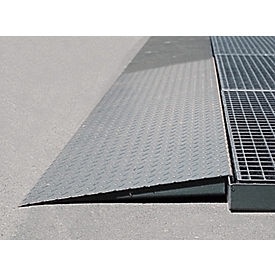 Oprijplaat voor asecos vloerelementen met B 500 x H 125 mm, gegalvaniseerd staal, B 450 x D 1120 mm