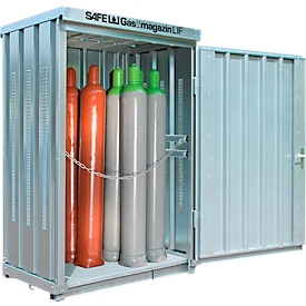 Opslagplaats voor gasflessen SAFE LIF GM 114, met bodemframe en gegalvaniseerd rooster