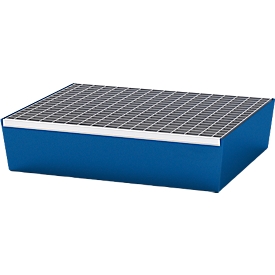Opvangbak ASECOS, staal, met rooster, 60 ltr. inhoud, B 635 x D 785 x H 178 mm, gelakt