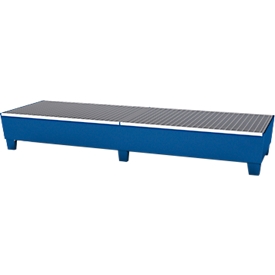 Opvangbak ASECOS, staal, met rooster en vorkheftruckschoenen, 400 ltr. inhoud, B 815 x D 2470 x H 355 mm, gelakt