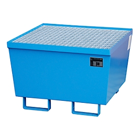 Opvangbak BAUER AM-1, met rooster, staal, 215 l, B 800 x D 800 x H 545 mm, blauw