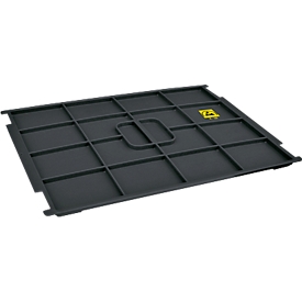 Opzetdeksel VDA-KLT-D 41 ESD, voor Eurobak R-KLT ESD, B 400 x D 300 mm, zwart geleidend