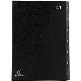 Ordner Exacompta 57007E, formaat A4, 7 vakken, tabbladen 1-7, B 250 x H 330 mm, Blauwe Engel, gerecycled karton, zwart