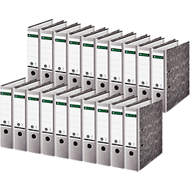 Ordner LEITZ® 1080, DIN A4, Rückenbreite 80 mm, Griffloch, geklebtes Rückenschild, Hartpappe, 20 Stück, grau