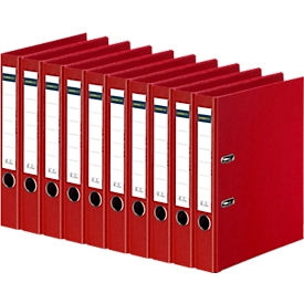 Ordner Schäfer Shop Select, DIN A4, Rückenbreite 50 mm, Griffloch, auswechselbares Rückenschild, Polypropylen, 10 Stück, rot