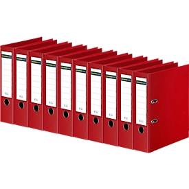 Ordner Schäfer Shop Select, DIN A4, Rückenbreite 80 mm, Griffloch, auswechselbares Rückenschild, Polypropylen, 10 Stück, rot