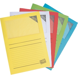 Ordo Zero Ablagemappen 50er Set, 5 Farben (Weiss/Blau/Grün/Gelb/Rot), Pergamin-Sichtfenster, komplett kunststofffrei, 10x5 Bündel