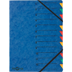 Organisateur Easy PAGNA, format A4, fermeture élastique, 12 compartiments, bleu