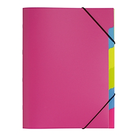Organisateur Funky School PAGNA, fermeture élastique, 5 compartiments, PP, rose foncé